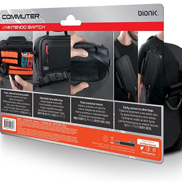 bionik Commuter Reinforced Tactile Bag for Nintendo Switch and Accessories BLACK - Picture 7 of 7